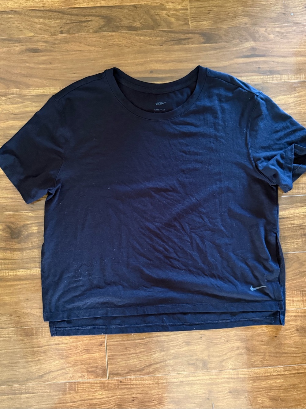 Nike Black Short-Sleeve Cropped Crew Tee